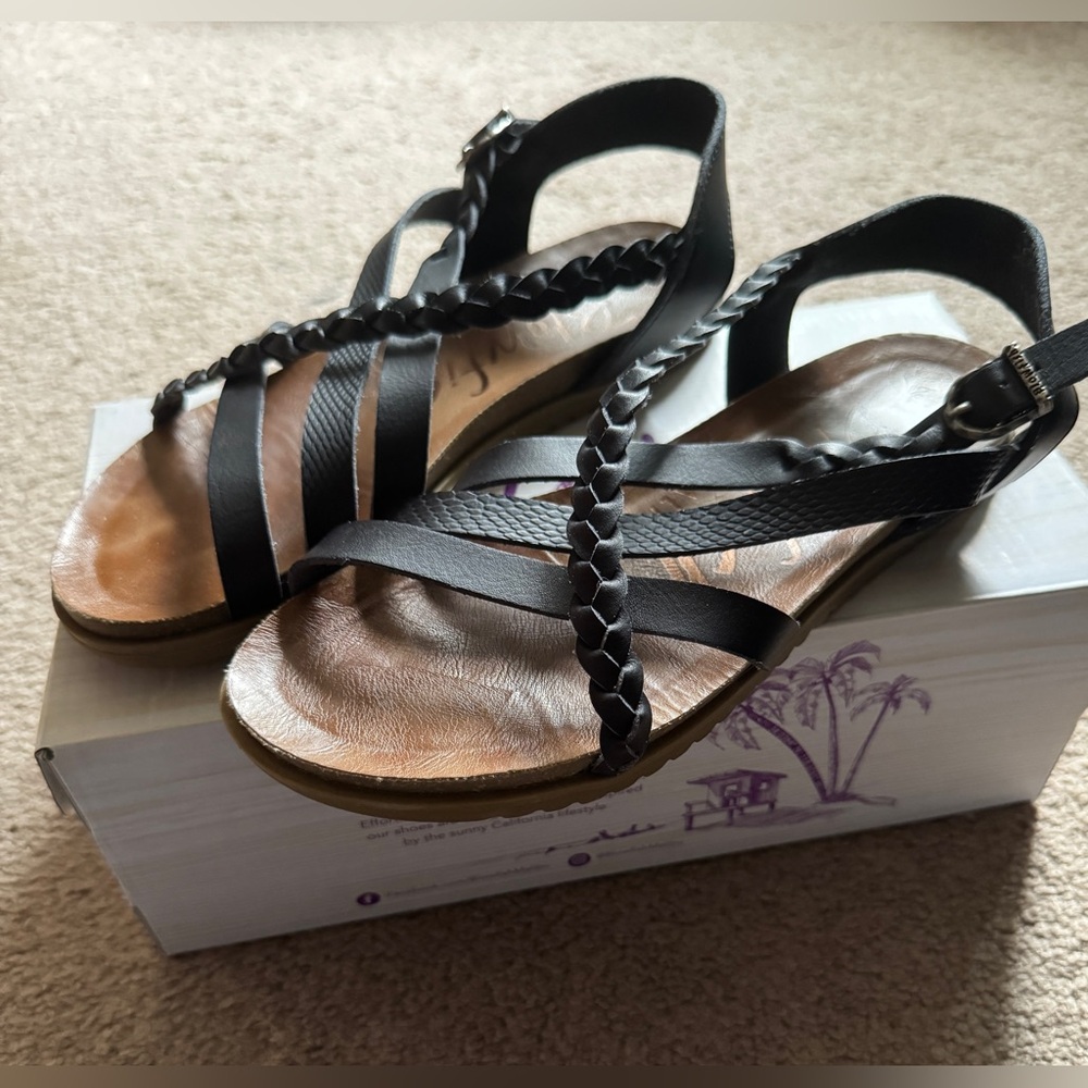 Women’s Black Braided Strappy Sandals